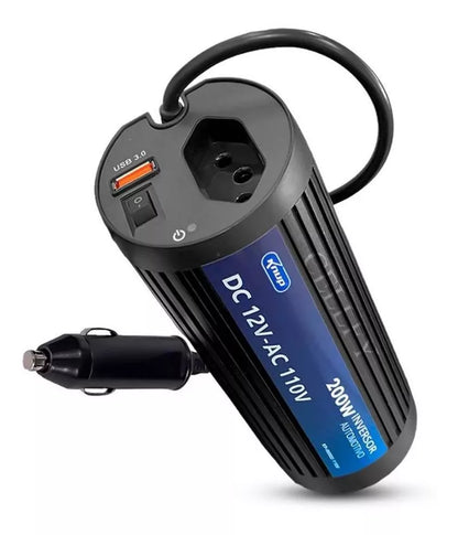Inversor Automotivo Veícular 60hz 200w 12v/110v Usb 3.0
